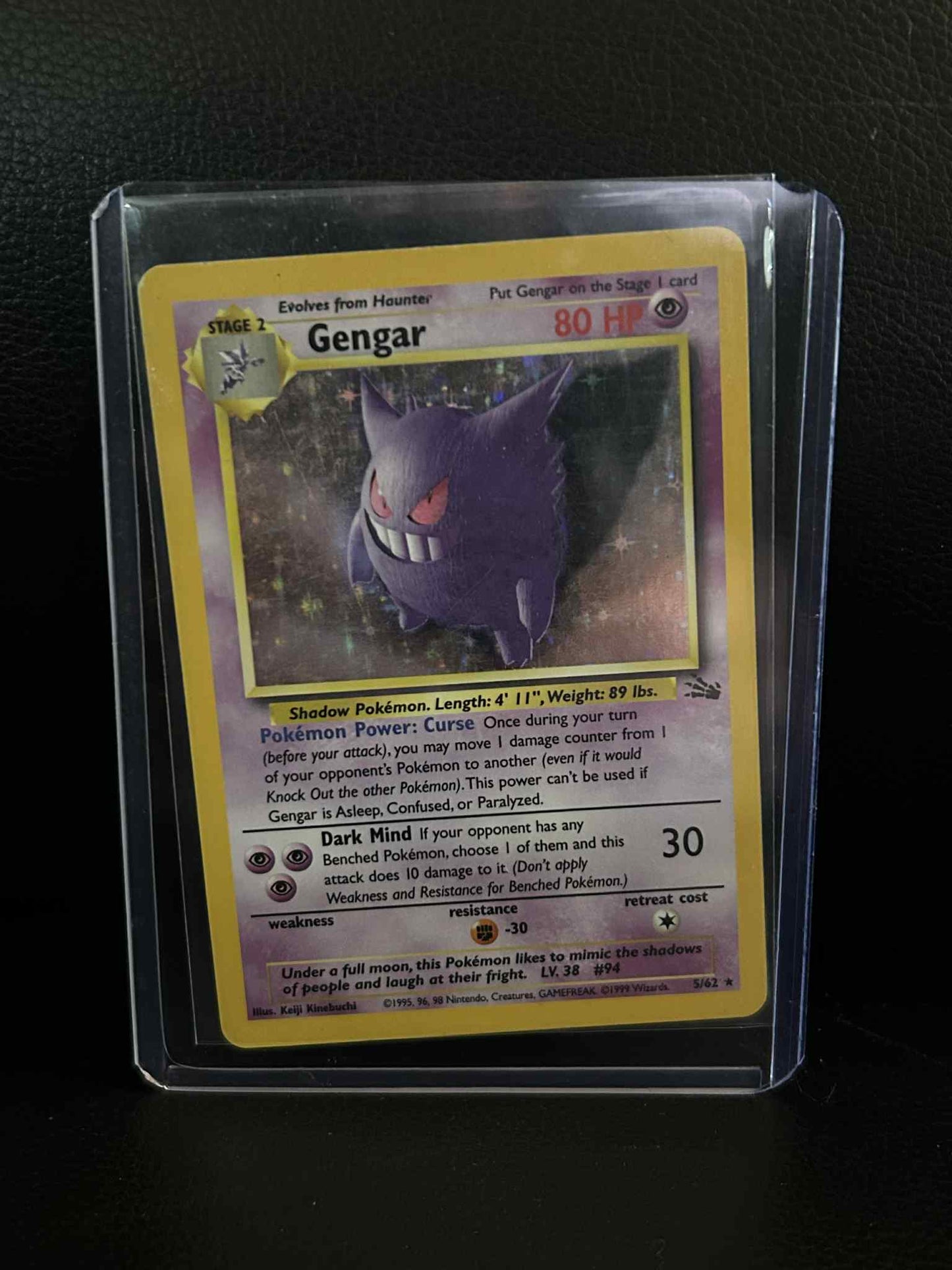 Gengar - 5/62 - Holo Rare - Unlimited Edition Fossil Pokemon