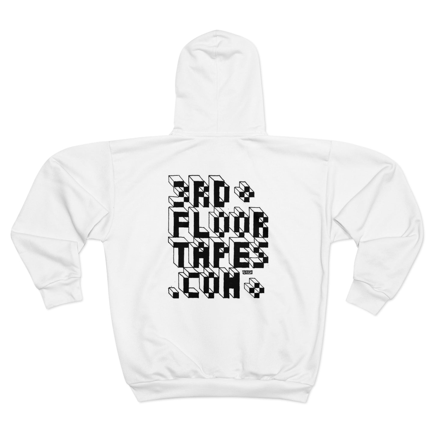 Unisex 3rd Floor Tapes Logo Zip-Up Hoodie (Printed to order; logo by Alex Borrego)
