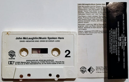 John McLaughlin - "Music Spoken Here" - CASSETTE TAPE VG/VG+
