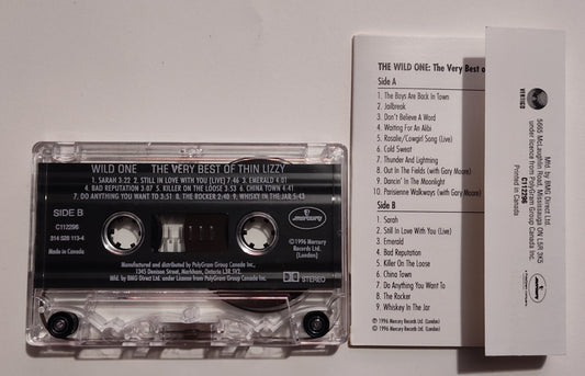 Thin Lizzy - "Wild One: The Very Best Of Thin Lizzy" - CASSETTE TAPE (BMG; Canada; clear shell; DOLBY) VG+/VG+