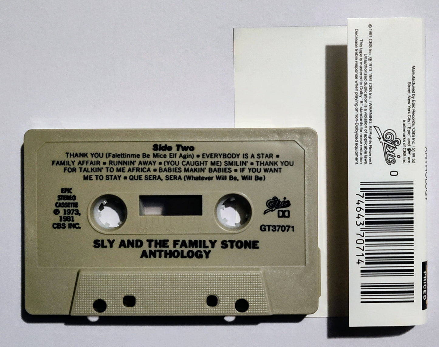 Sly And The Family Stone - "Anthology" - CASSETTE TAPE (DOLBY) VG+/VG+