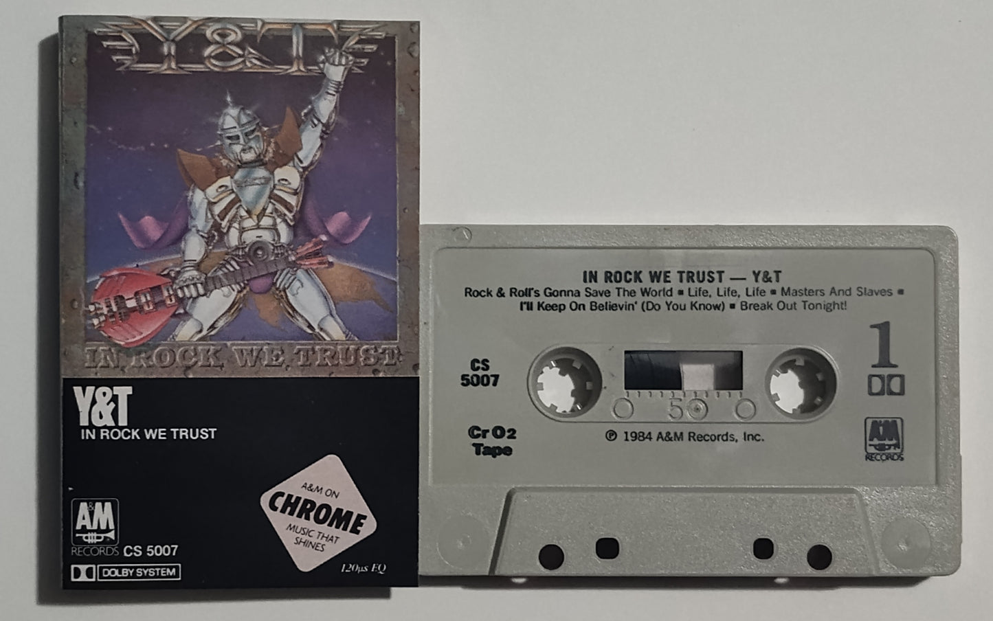 Y & T - "In Rock We Trust" - CASSETTE TAPE (Chrome; DOLBY)VG+/VG+