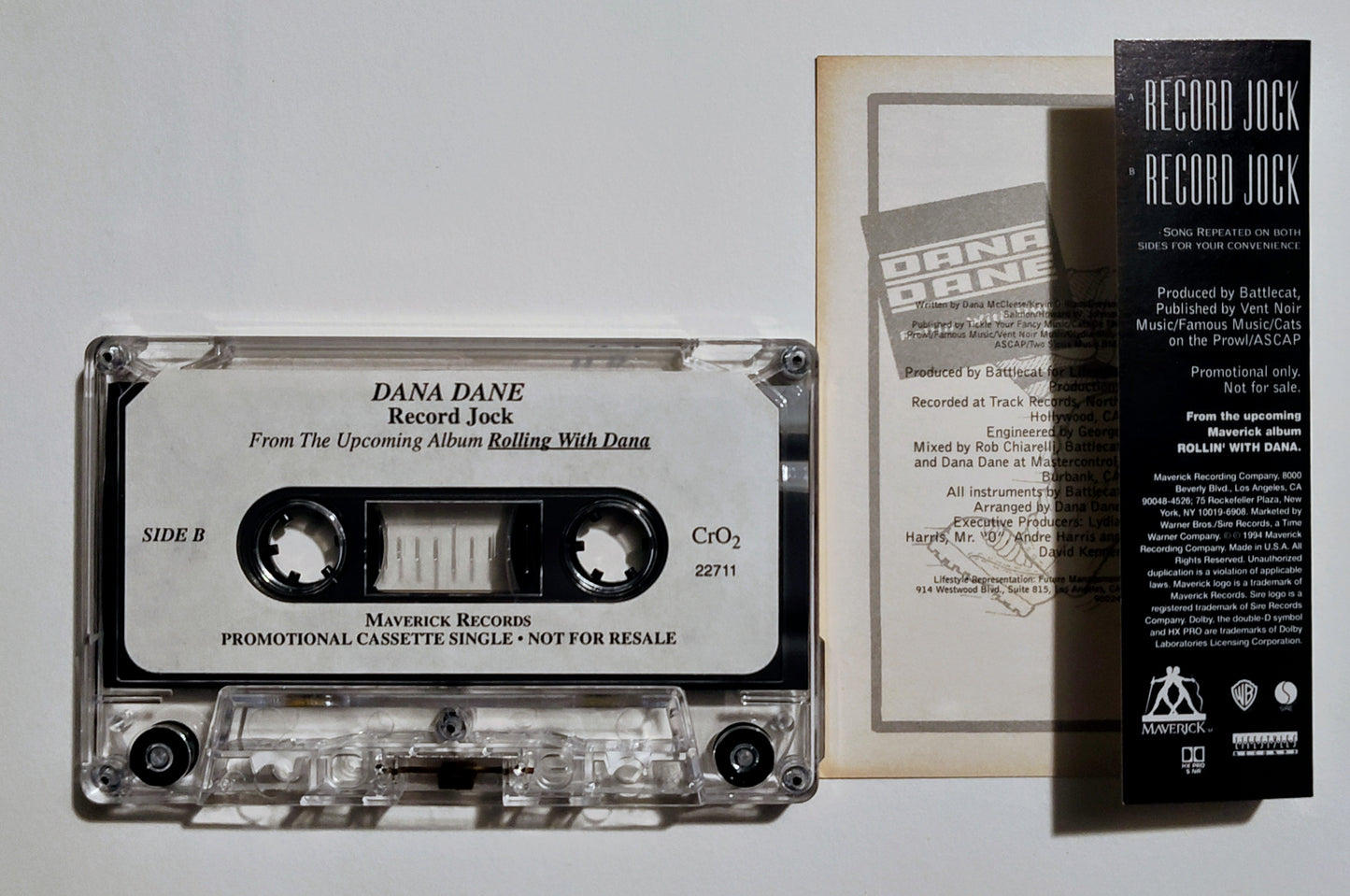 Dana Dane - "Record Jock" - CASSETTE TAPE (Single; promo; DOLBY HX PRO B NR) NM/NM