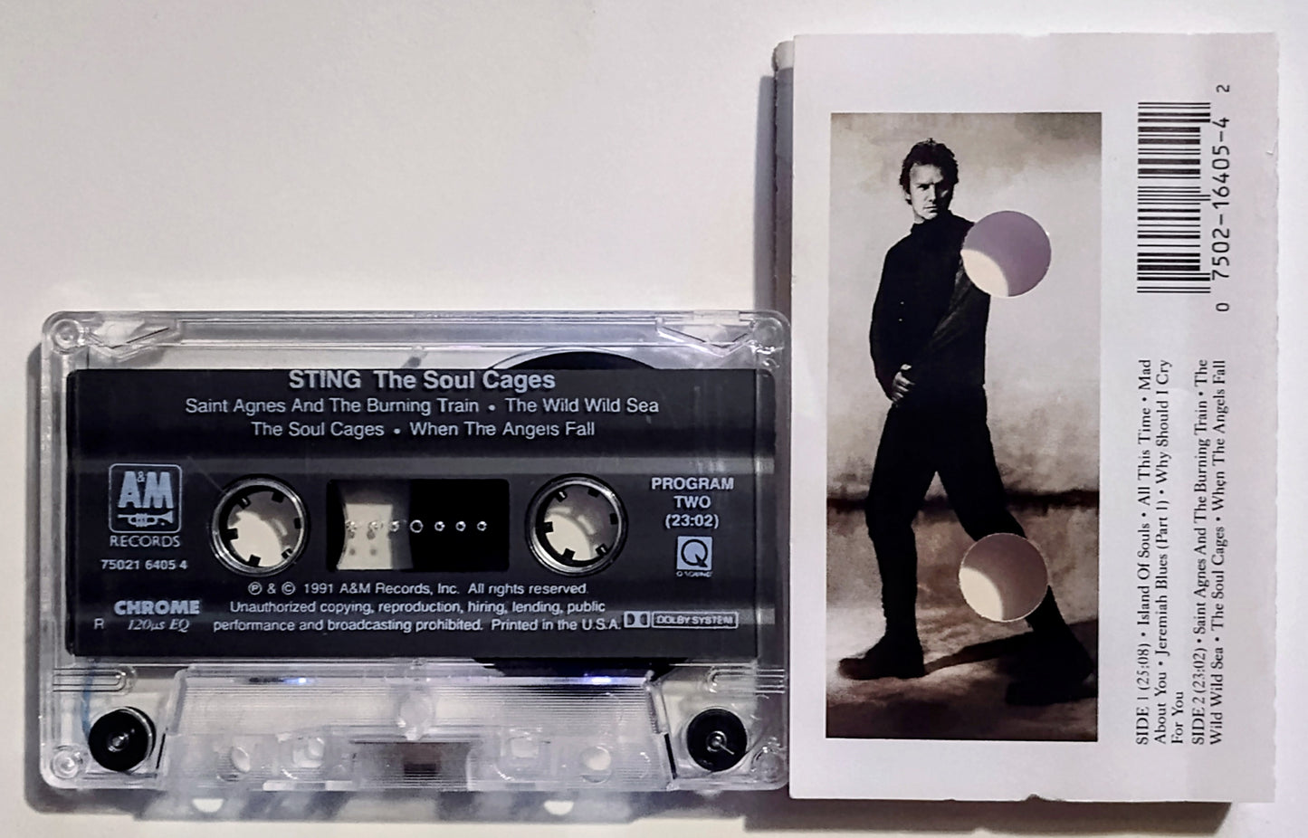 Sting - "The Soul Cages" - CASSETTE TAPE (Chrome; DOLBY) VG/VG