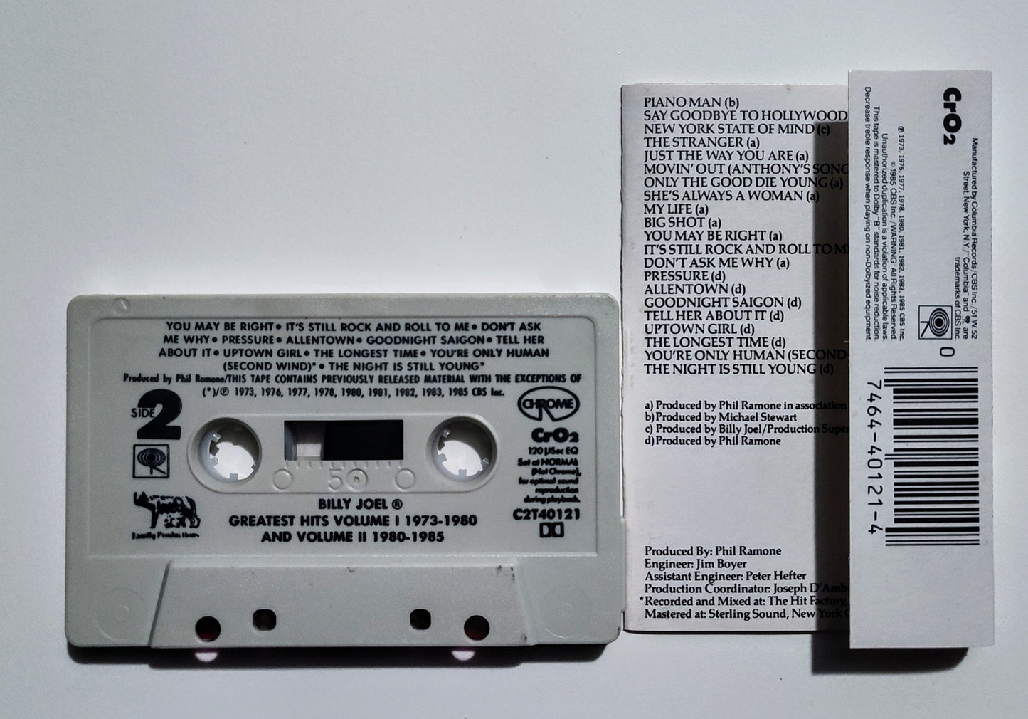Billy Joel - "Greatest Hits Volume I & 2" - CASSETTE TAPE (Chrome; DOLBY) NM/VG+
