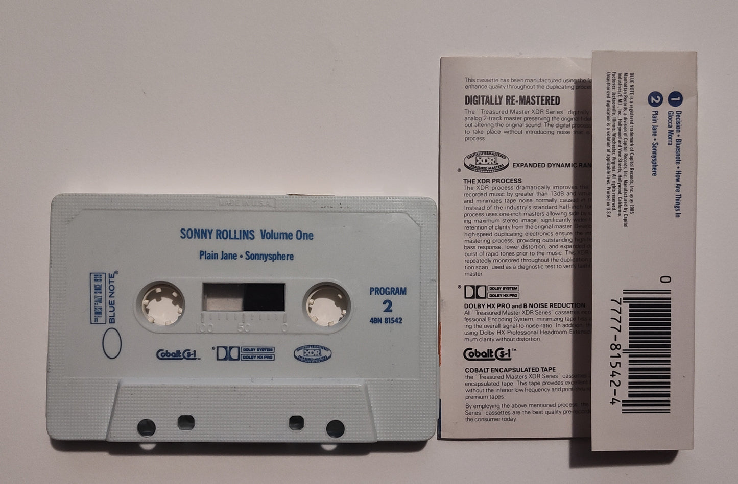 Sonny Rollins - "Volume One (Blue Note Records)" - CASSETTE TAPE G+/VG+ (Hope punched in spine and small bend in cover)