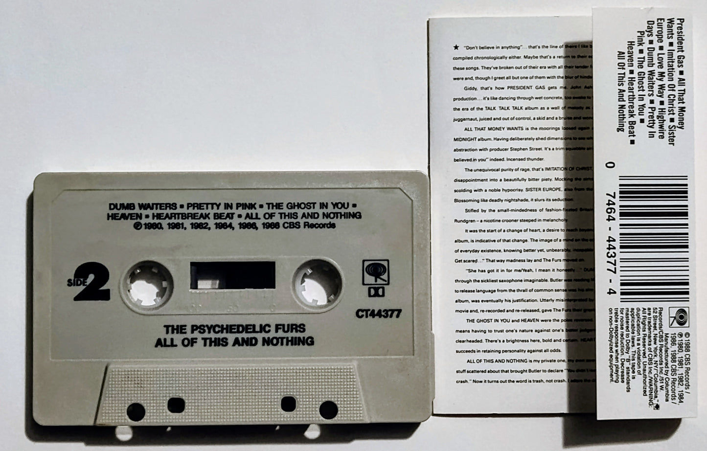 Psychedelic Furs, The - "All Of This And Nothing" - CASSETTE TAPE VG+/VG+