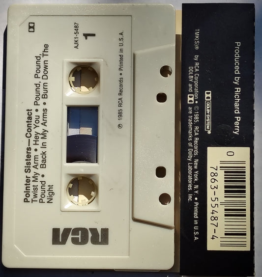 Pointer Sisters - "Contact" CASSETTE TAPE VG/VG (Light grime on shell and light wear to j card)