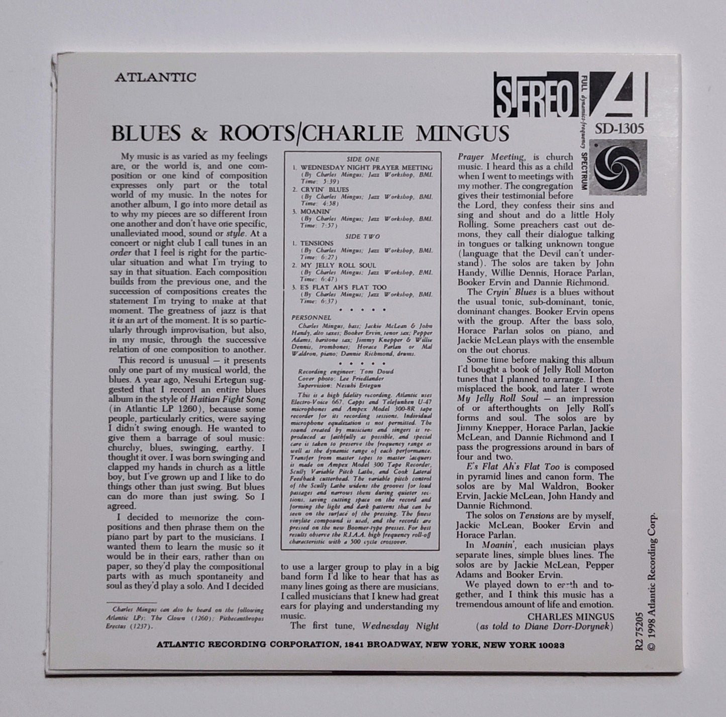 Charlie Mingus - "Blues And Roots Special Edition" - COMPACT DISC NM/NM