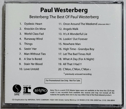 Paul Westerberg - “Besterberg: The Best Of Paul Westerberg” - COMPACT DISC (Promo Copy) NM/NM