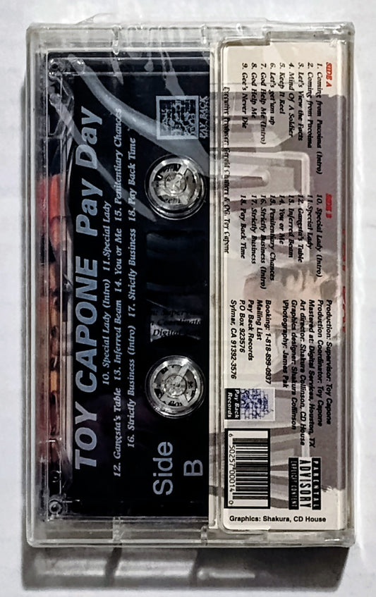 Toy Capone - “Pay Day” - CASSETTE TAPE VG+/M (Sealed; large crack in cover)