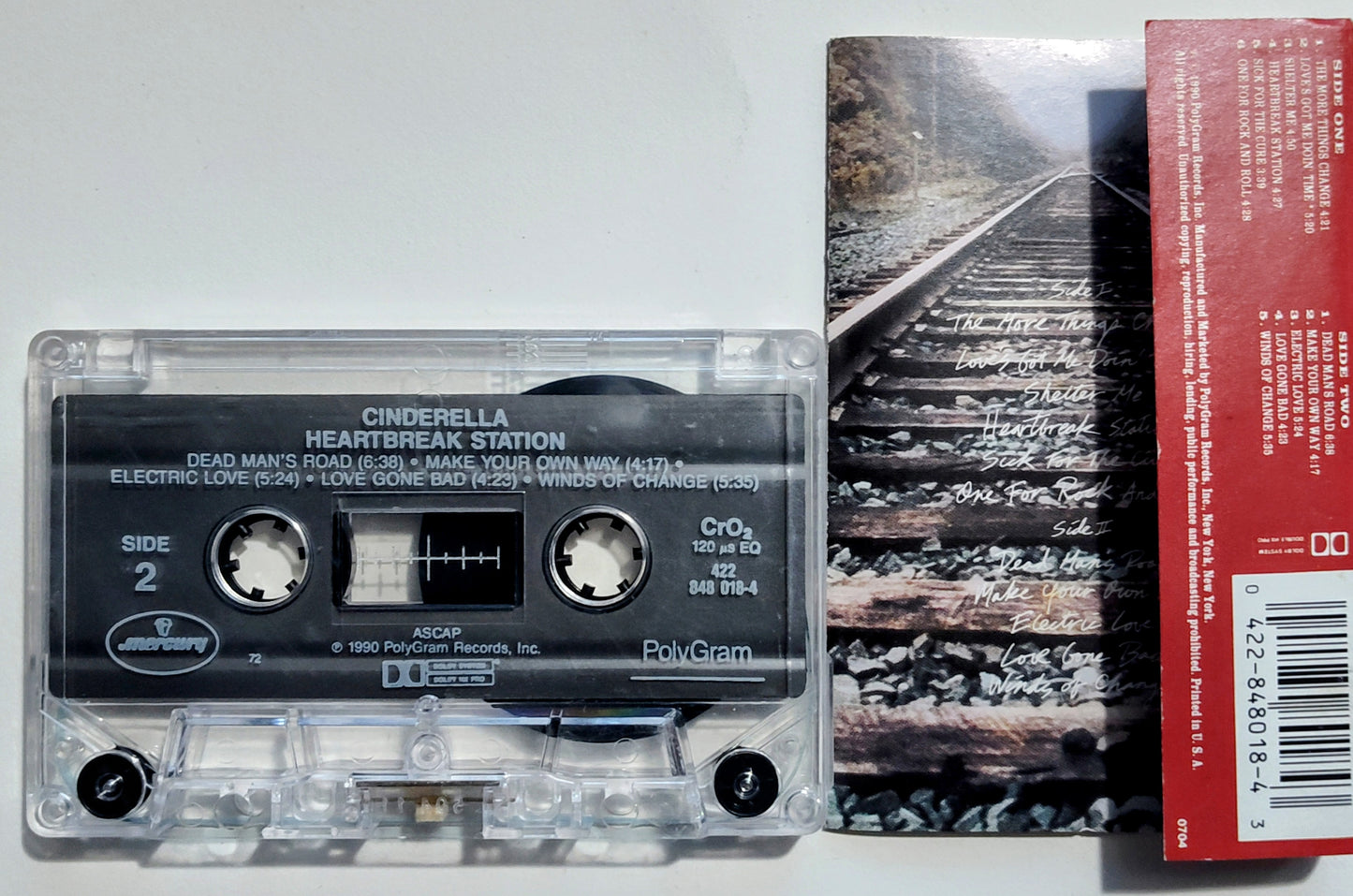 Cinderella - "Heartbreak Station" - CASSETTE TAPE (Chrome; DOLBY HX PRO) VG+/VG