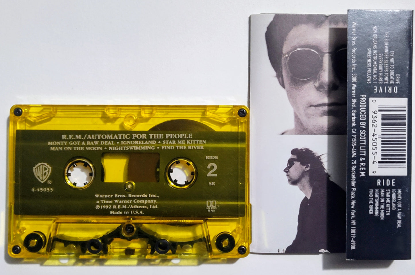 R.E.M. - "Automatic For The People" - CASSETTE TAPE (SR; DOLBY HX PRO B NR; Yellow shell) VG/VG