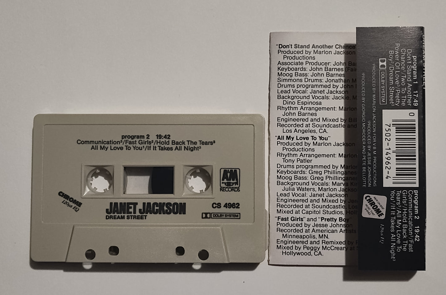 Janet Jackson - "Dream Street" - CASSETTE TAPE (Chrome; DOLBY) VG+/VG+
