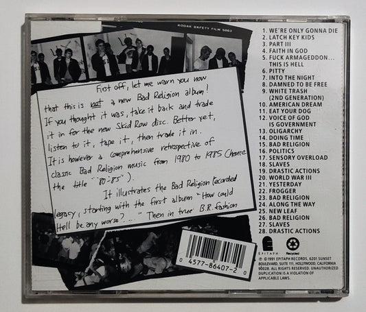 Bad Religion - "80-85" - INDIE COMPACT DISC VG/VG