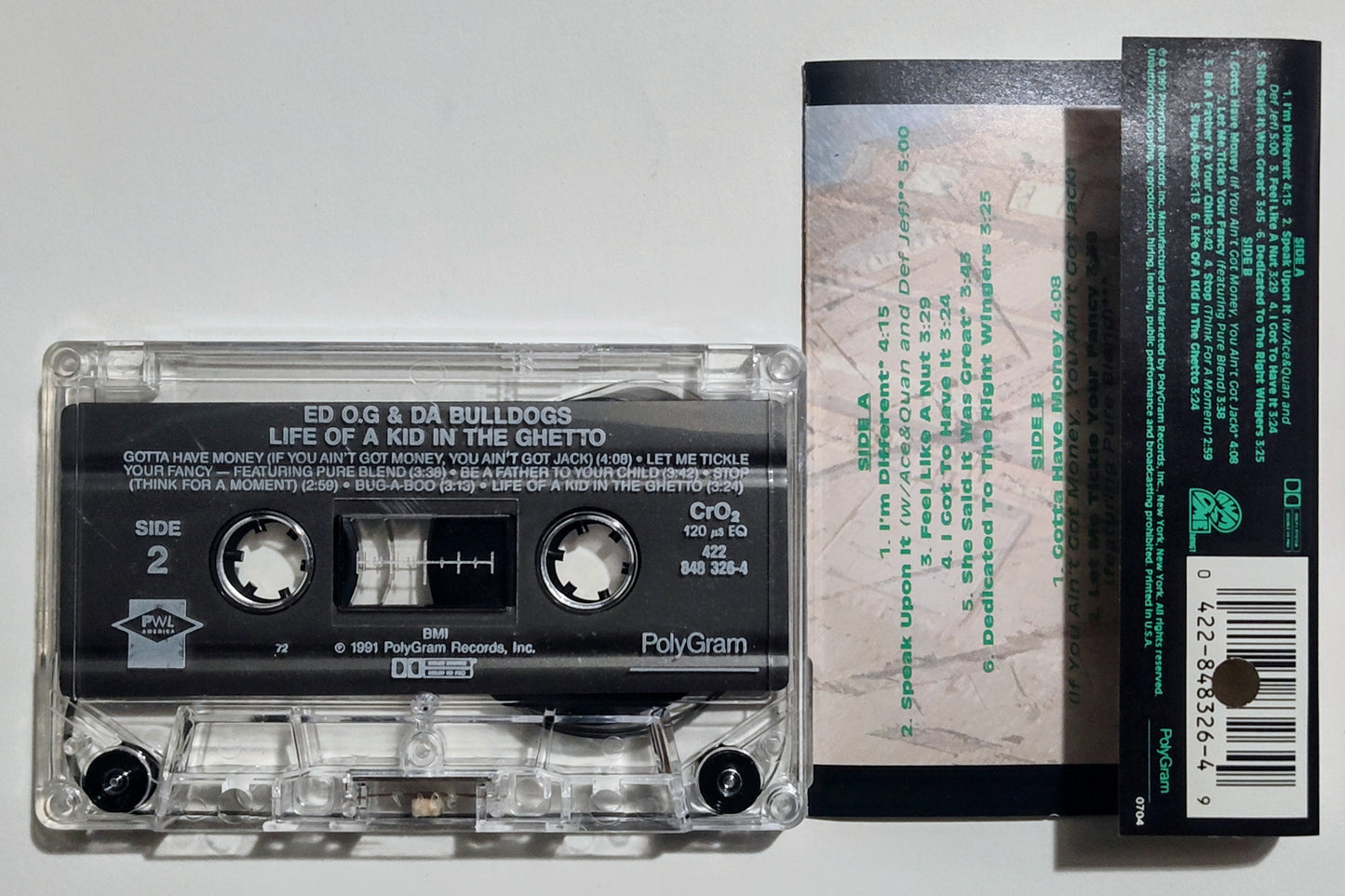 Ed O.G. & Da Bulldogs - "Life Of A Kid In The Ghetto" - CASSETTE TAPE (Chrome; DOLBY HX PRO) VG+/VG+