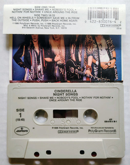 Cinderella - “Night Songs” - CASSETTE TAPE VG/VG