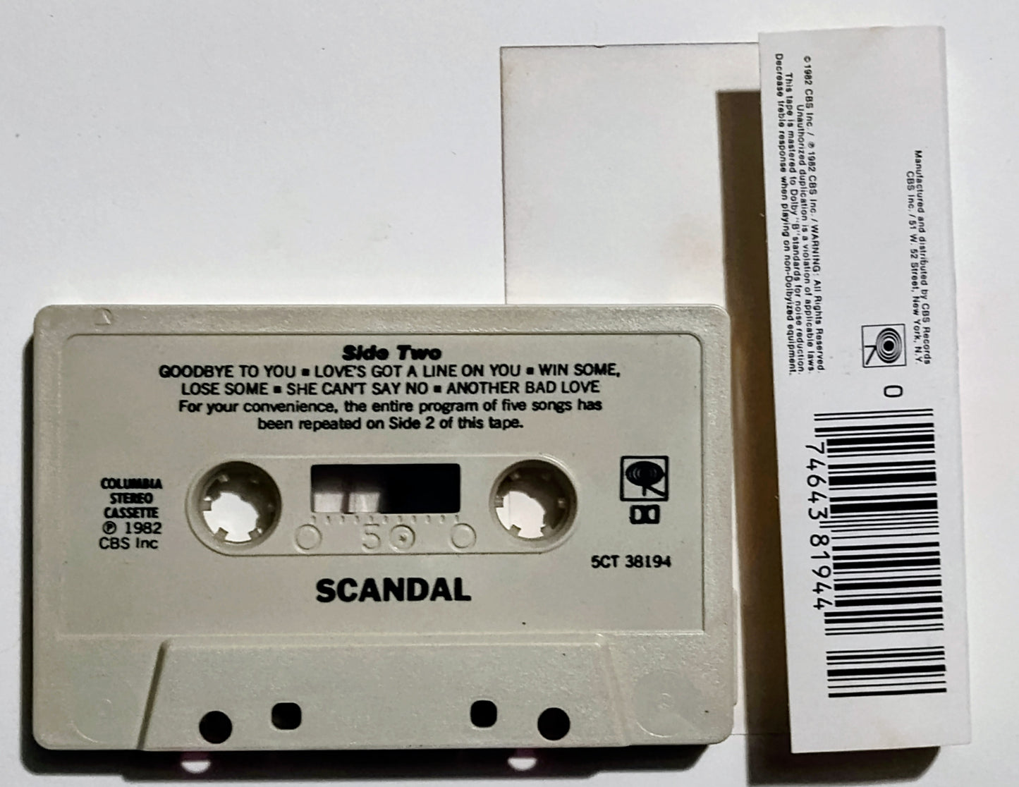 Scandal - "Scandal" - CASSETTE TAPE VG+/VG+