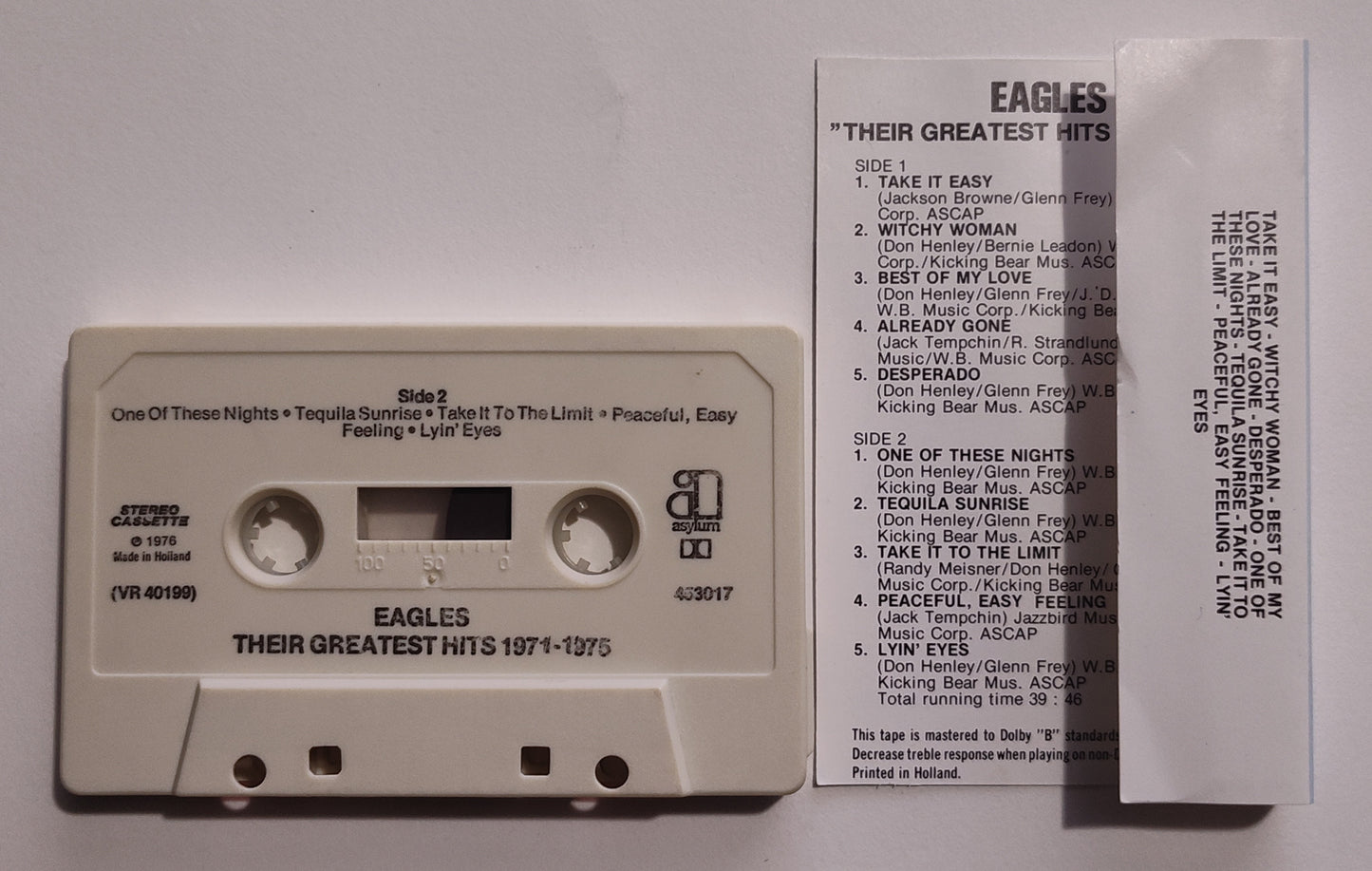 Eagles - "Their Greatest Hits 1971-1975" - CASSETTE TAPE (Holland; DOLBY) VG+/VG+