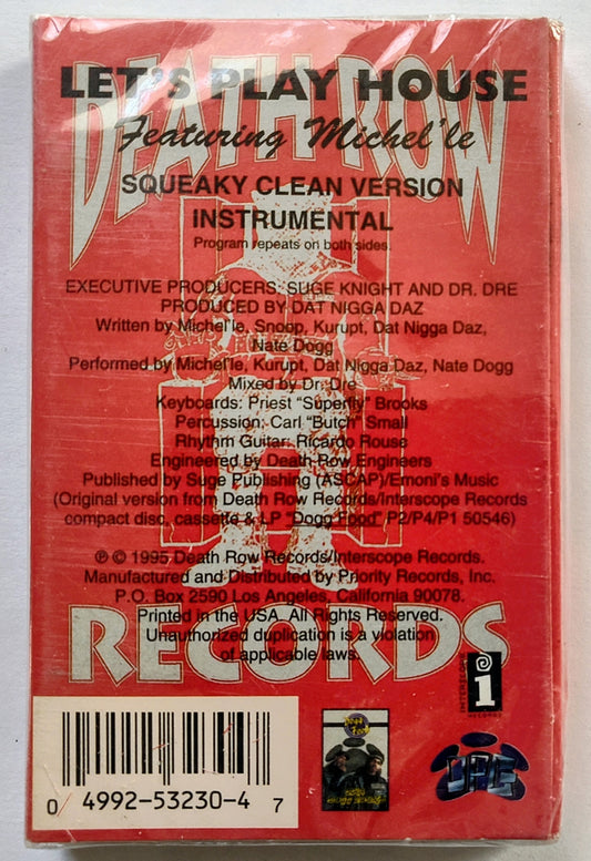 Tha Dogg Pound - “Let’s Play House (Featuring Michel’le)” - CASSETTE TAPE (Single) VG+/M (Sealed; small tear in cellophane; shelf wear)