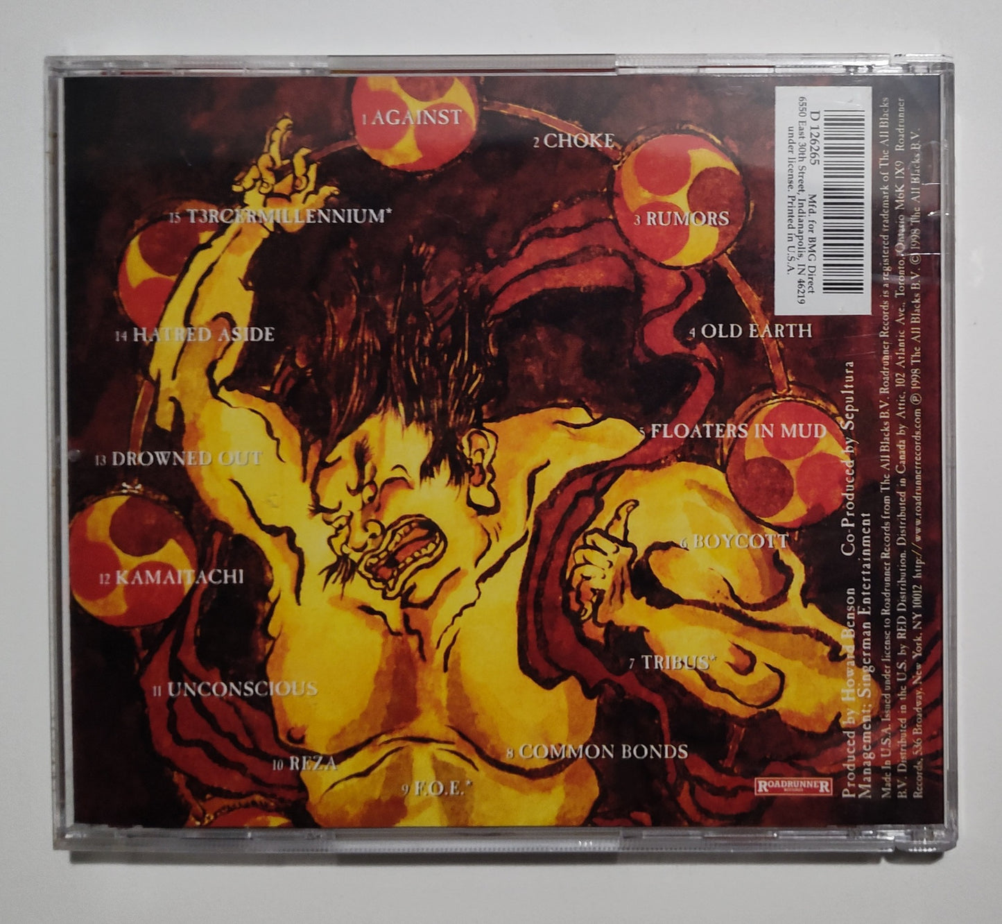 Sepultura - "Against" - COMPACT DISC VG+/G+