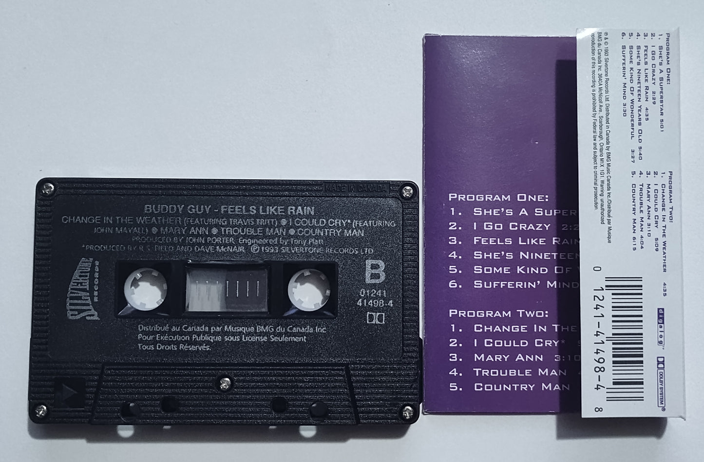 Buddy Guy - "Feels Like Rain" - CASSETTE TAPE (Canada; black shell; DIGalog; DOLBY) VG+/VG+