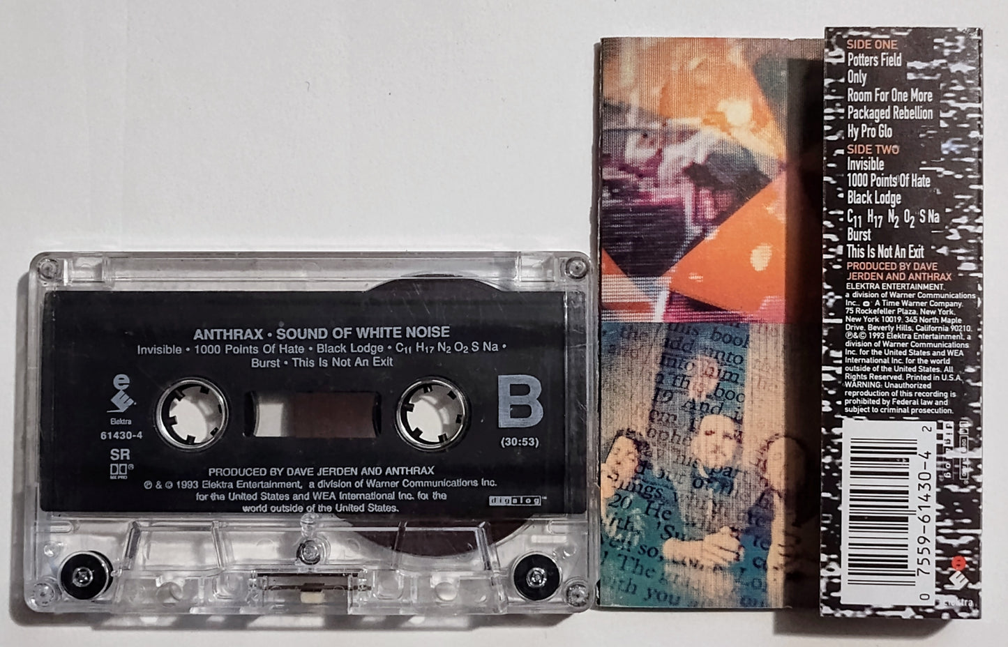 Anthrax - "Sound Of White Noise" - CASSETTE TAPE (SR; DIGalog; DOLBY HX PRO) VG+/VG