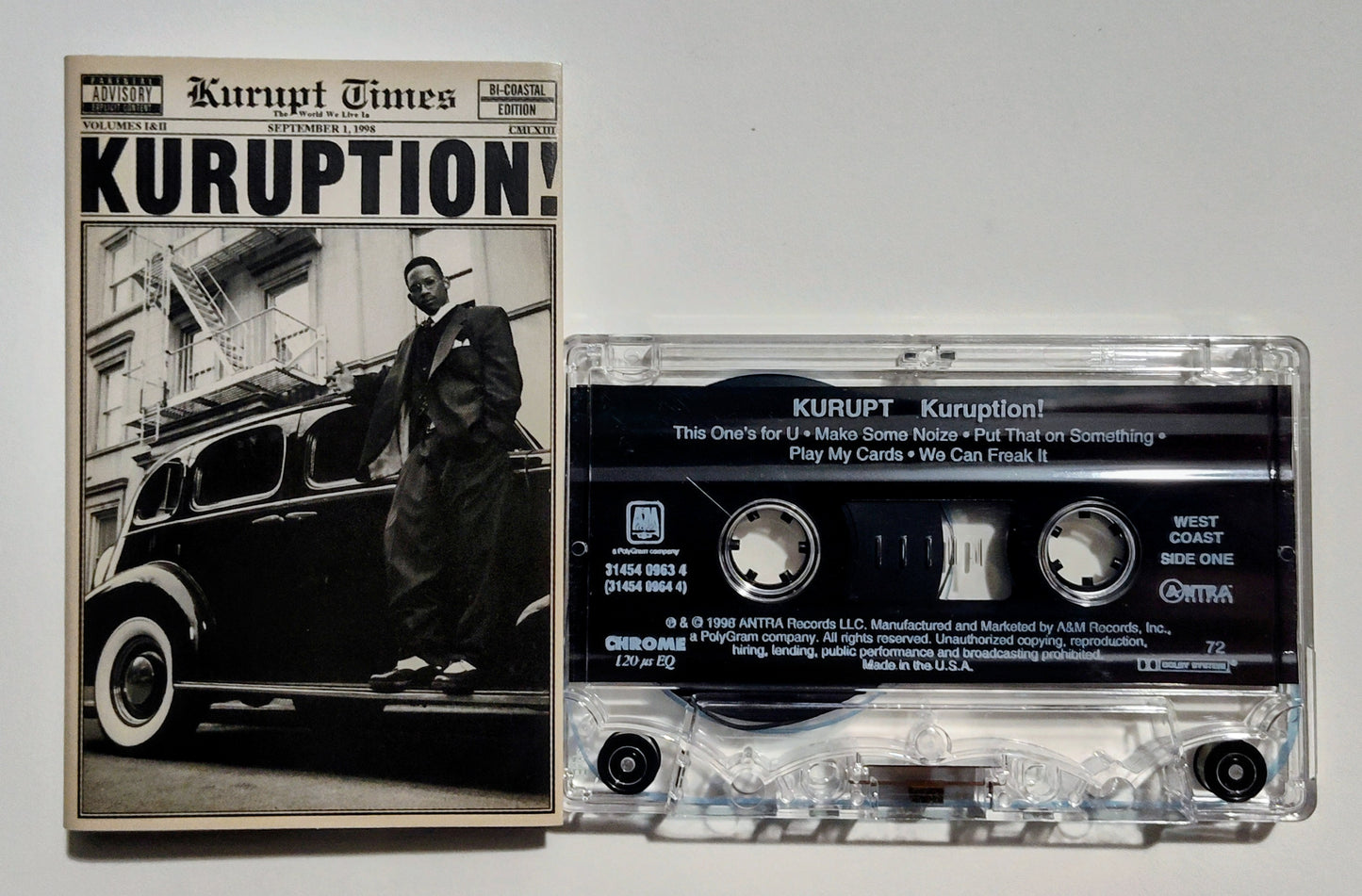 Kurupt - "Kuruption: West Coast" - CASSETTE TAPE (West Coast Cassette Only; Chrome; DOLBY) VG+/VG+