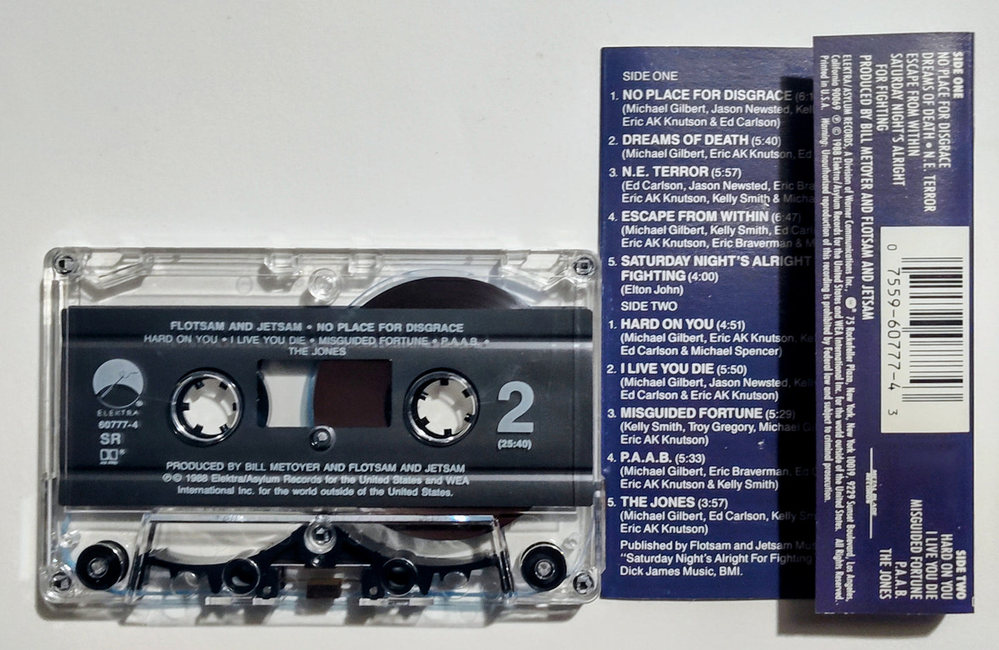 Flotsam And Jetsam - "No Place For Disgrace" - CASSETTE TAPE VG+/VG+