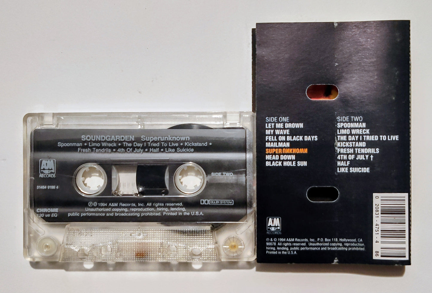 Soundgarden - "Superunknown" - CASSETTE TAPE (Chrome; DOLBY) VG/VG