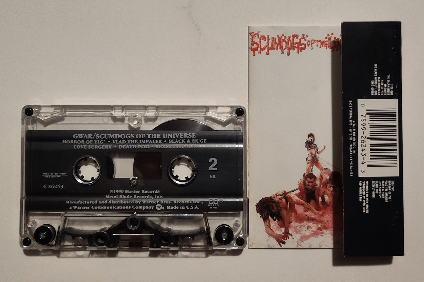 Gwar - "Scumdogs Of The Universe" - CASSETTE TAPE (SR; DOLBY HX PRO B NR) VG+/VG+