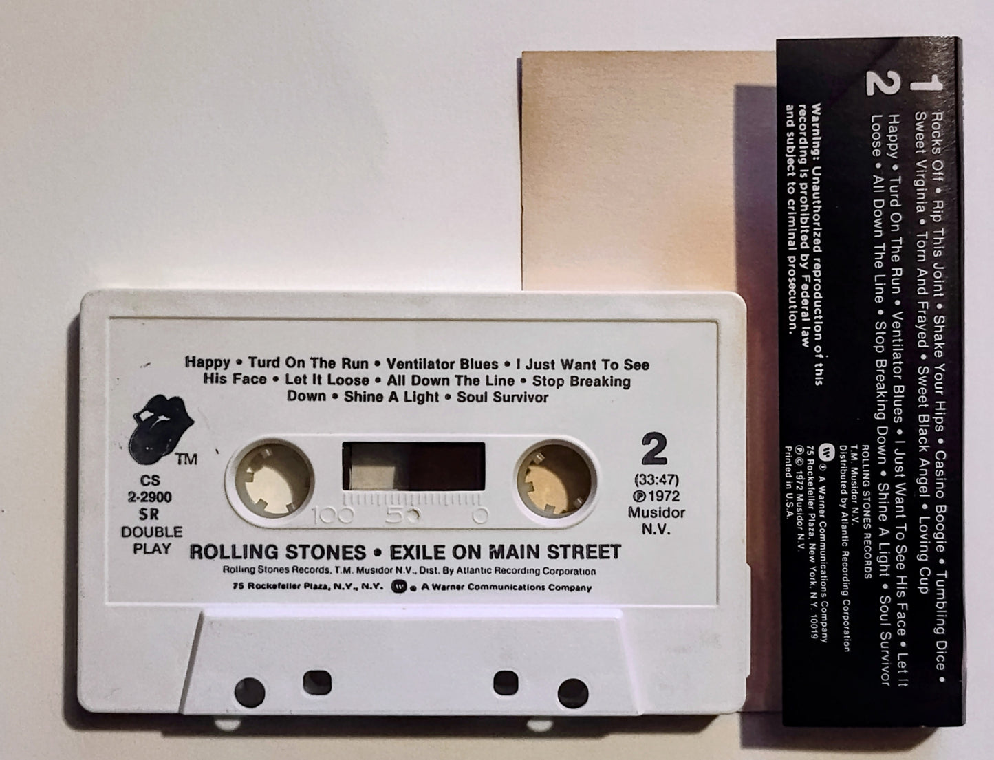 Rolling Stones - "Exile On Main Street" - CASSETTE TAPE (SR) VG+/VG (Shell discoloration; does not affect play)