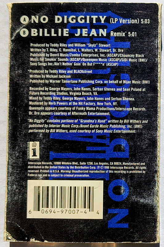 BLACKstreet - "No Diggity" CASSETTE TAPE (Single) G+/G+