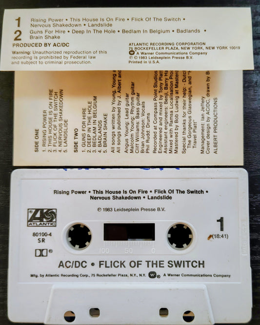 AC/DC - “A Flick Of The Switch” - CASSETTE TAPE VG/VG