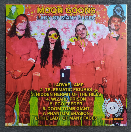 Moon Goons - "Lady Of Many Faces" VINYL RECORD (Ltd. Edition 150; Pink & red splatter color vinyl; M/M (New; Not sealed; Album Art By Alex Borrego)