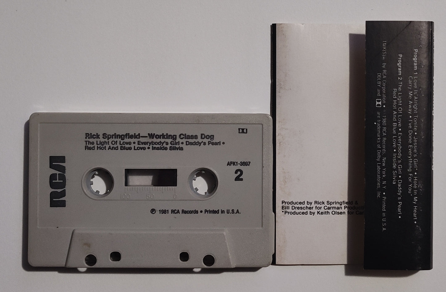 Rick Springfield - "Working Class Dog" - CASSETTE TAPE VG/VG