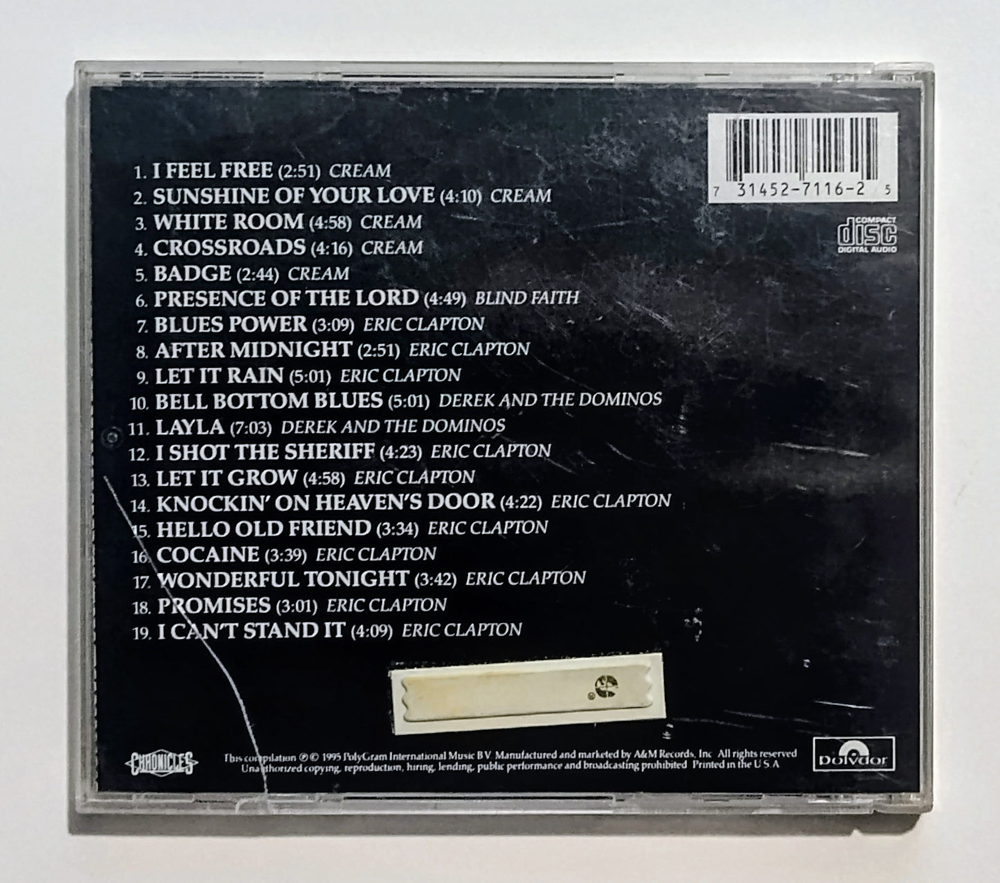 Eric Clapton - "The Cream Of Eric Clapton" - COMPACT DISC VG/G