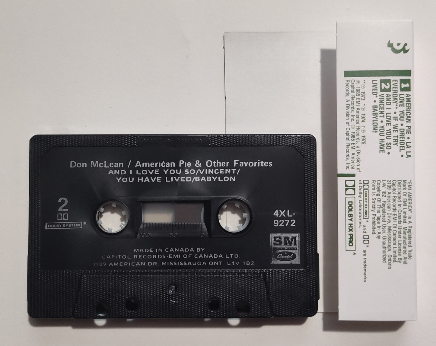 Don McLean - "American Pie And Other Hits" - CASSETTE TAPE (Canada; black shell; DOLBY HX PRO) VG+/VG+