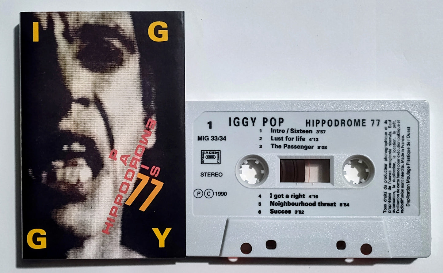 Iggy Pop - "Hippodrome Paris 1977 (Live)" - CASSETTE TAPE (France;stereo) NM/NM