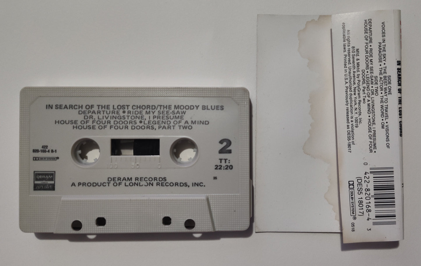 Moody Blues, The - "In Search Of The Lost Chord" - CASSETTE TAPE VG+/VG+