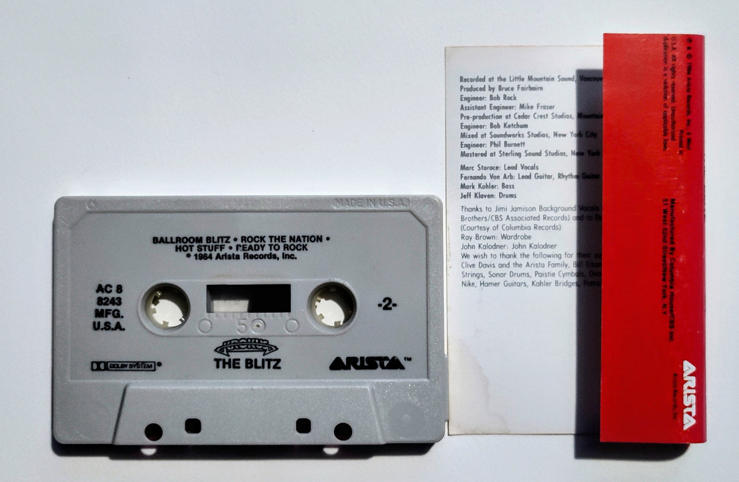 Krokus - "The Blitz " - CASSETTE TAPE (DOLBY) VG/VG+ (Lightstruck spine)