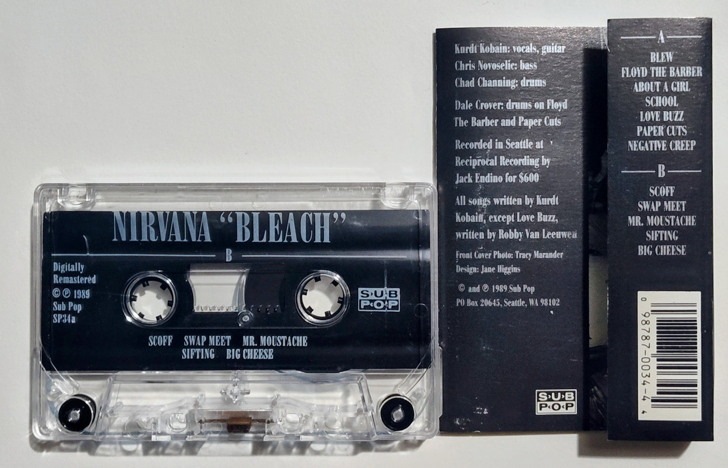 Nirvana - "Bleach" - CASSETTE TAPE (Original; Version Shell E SP34a) VG+/VG