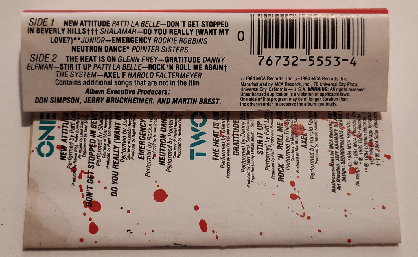 Various Artists - "Beverly Hills Cop Soundtrack" - CASSETTE TAPE VG/NM