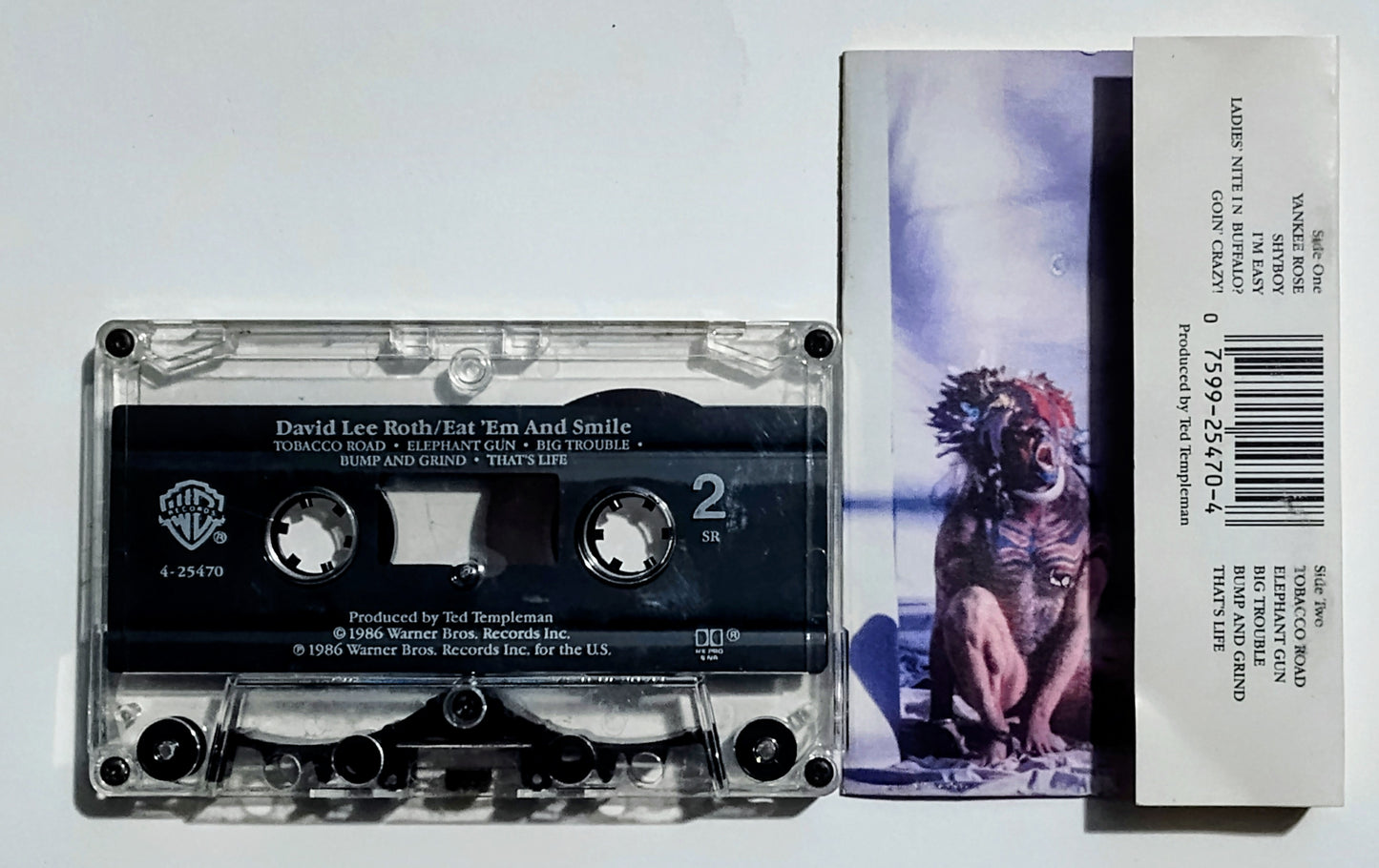 David Lee Roth (Van Halen) - "Eat 'Em And Smile (With Steve Vai)" - CASSETTE TAPE (SR; DOLBY HX PRO B NR) VG/VG