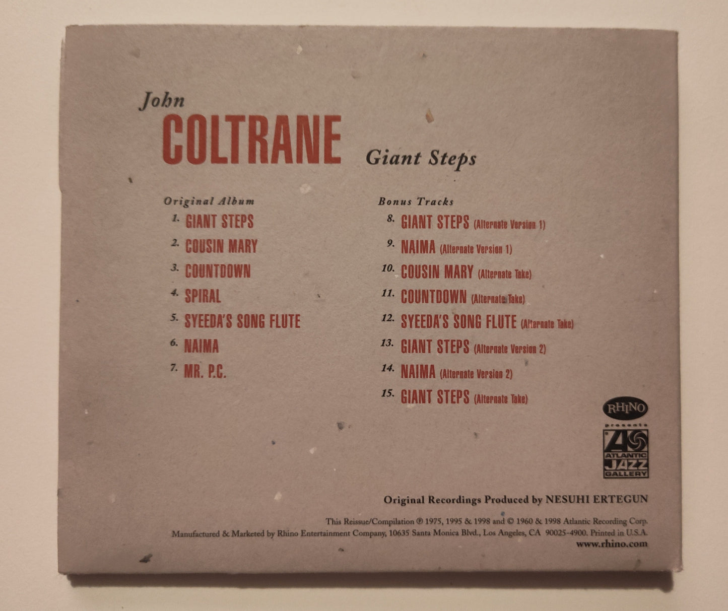 John Coltrane - "Giant Steps" - COMPACT DISC VG+/NM