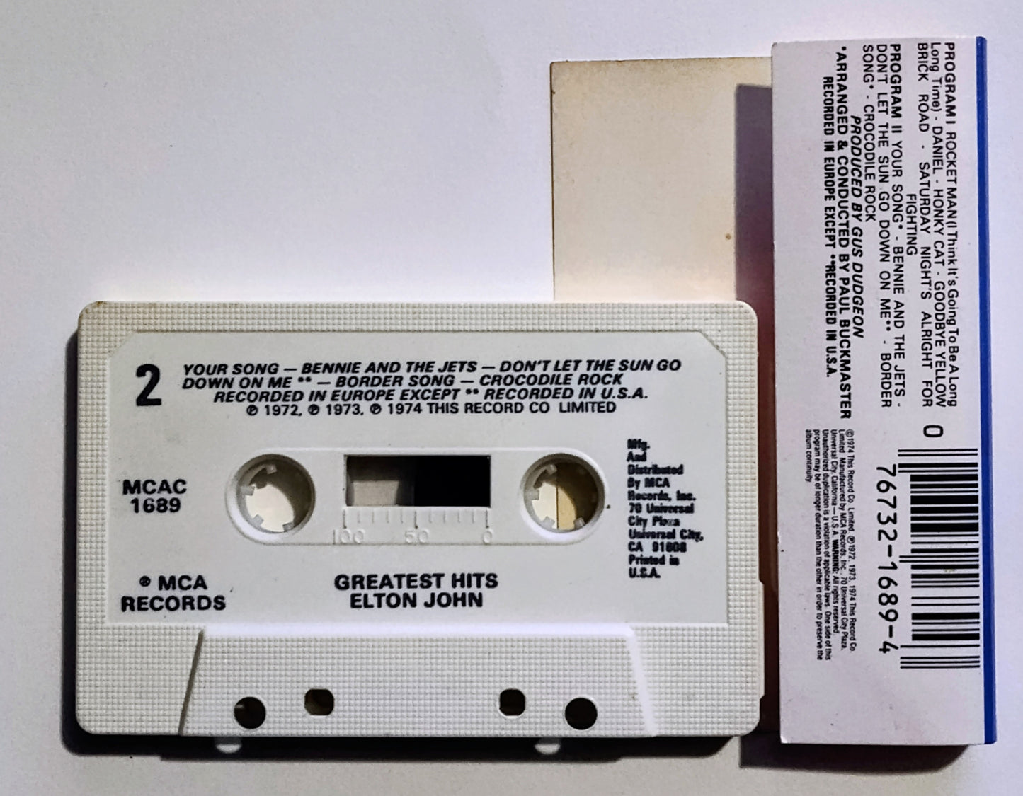 Elton John - "Greatest Hits" - CASSETTE TAPE VG+/VG+