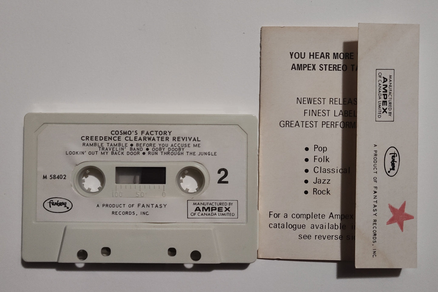 Creedence Clearwater Revival - "Cosmo's Factory" - CASSETTE TAPE (Canada; paper labels) NM/VG+