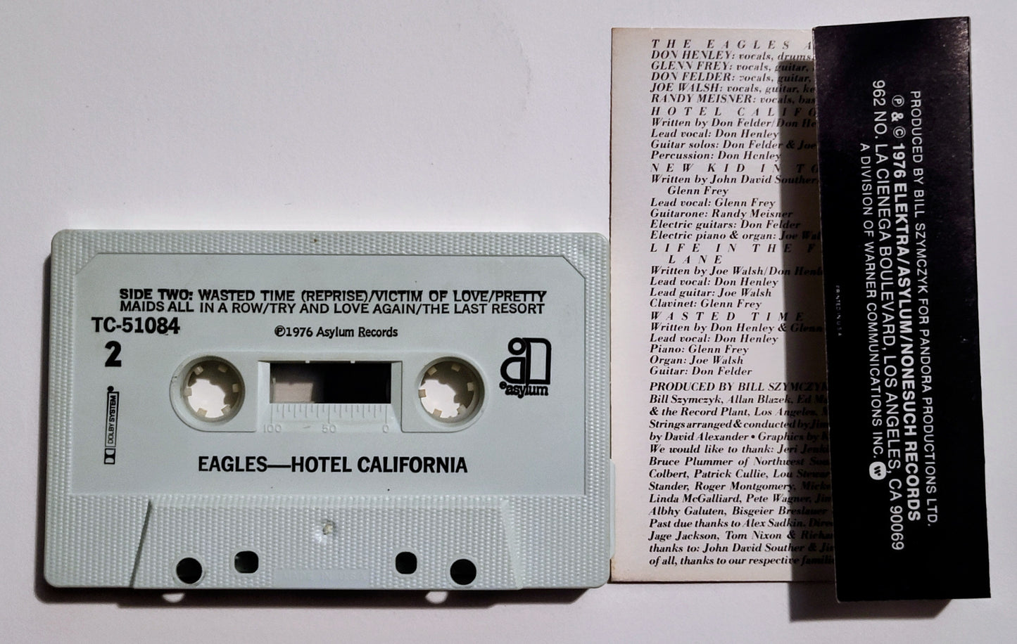 Eagles - "Hotel California" - CASSETTE TAPE (DOLBY) G+/VG+ ("Karen" written on cover)