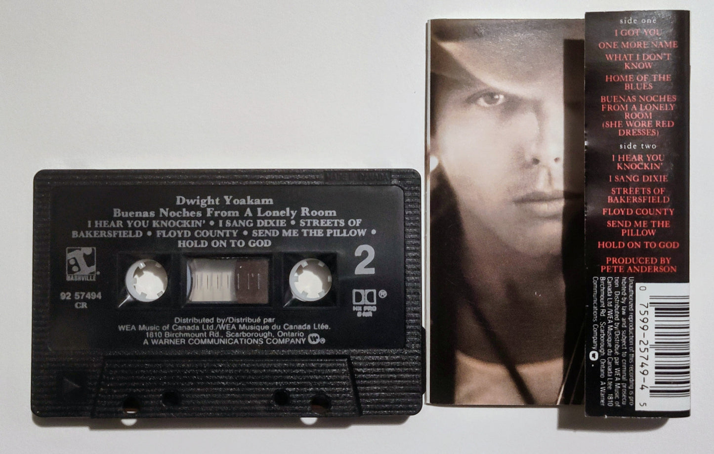 Dwight Yoakam - "Buenas Noches From A Lonely Room" - CASSETTE TAPE (Canada; black shell; DOLBY HX PRO B NR) VG/VG+