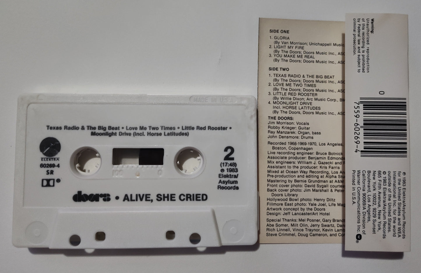Doors, The - "Alive, She Cried" - CASSETTE TAPE (SR; DOLBY) VG+/VG+